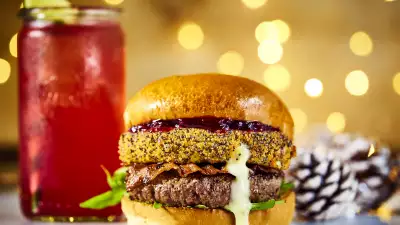 This is an image of the CHRISTMAS burger at Honest Burgers