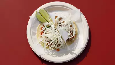 This is an image of the chicken tacos at The Rooftop, The Standard London