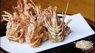 A colour image of prawns head at Koya City