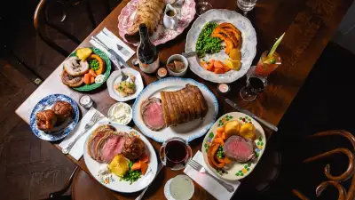 A colour image of a Sunday roast at The Laundry