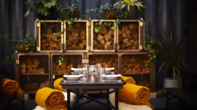 Colour image of winter terrace at ACME fire cult