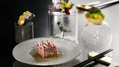 This is an image of a plate of food and accompanying tableware from Avery restaurant in Edinburgh
