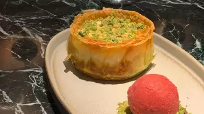 This is an image of a baklava cheesecake from The Counter Soho
