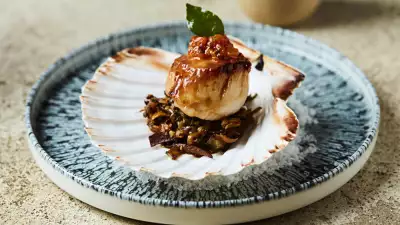 Hand dived scallop with banana blossom and tomato relish at Kolamba East