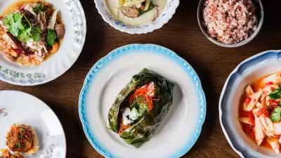 This is an image of a variety of dishes from som saa, a restaurant in London