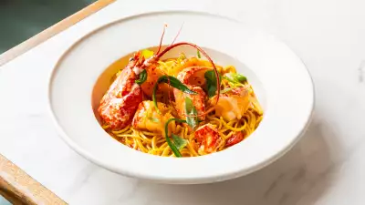 This is a photo of the taglierini of Cornish lobster at LUCA in London