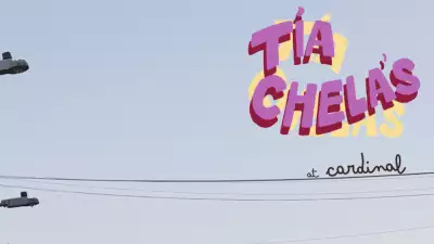 This is a poster for the Tia Chela's event at Cardinal in Scotland, it shows phone lines against a blue sky with pink and orange text