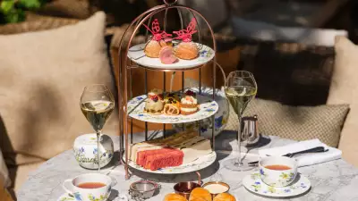 This is a photo of Templeton Garden's classic afternoon tea with champagne and sandwiches