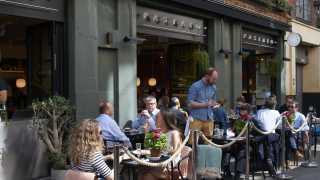 This is an image of the outdoor terrace at Pastaio in Soho, London.
