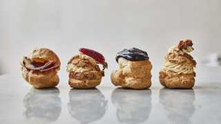 This is an image of the sweet and savoury profiteroles on The Proof's afternoon tea