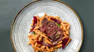 This is an image of a lamb pasta dish at Cin Cin in Fitzrovia