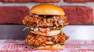 This is a photo of The Queen B burger from Butchies, Earl's Court, London
