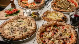 This is a photo of pizzas at Crust Bro's bottomless brunch in Waterloo.
