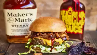 This is an image of the BBQ SRIRACHA burger at Honest Burger