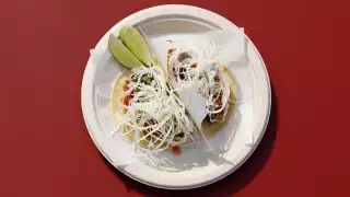 This is an image of the chicken tacos at The Rooftop, The Standard London