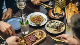 This is a colour image of a dining table at Pascor restaurant