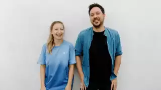 This is a colour image of Ed Francis and his co-founder Evgenia Baydikova of Thumbprint
