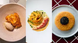This is an image of dishes from Decimo, Trivet and Native