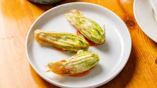 A colour photo of courgette flowers from Cin Cin