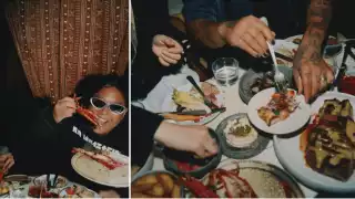 This is a colour image, which features chef John Javier at his new restaurant, The Tent (At The End Of The Universe)