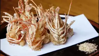 A colour image of prawns head at Koya City