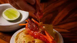 A colour image of Carabineros taco at Decimo