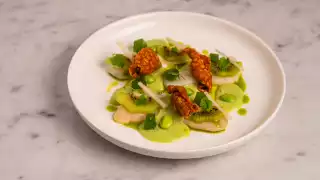 Raw Scallop, Kiwi, Edamame Agua Chile, PREDULE by Oriole