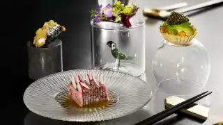 This is an image of a plate of food and accompanying tableware from Avery restaurant in Edinburgh