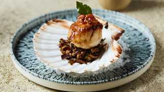 Hand dived scallop with banana blossom and tomato relish at Kolamba East