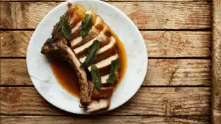 This is a photo of pork chop with sage at Arete