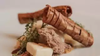 This is a photo of the Parsnip dessert at Shaun Rankin at Grantley Hal