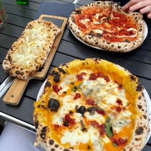 The 'number 8' pizza at Matto, Morningside, with pumpkin purée, gorgonzola and 'nduja