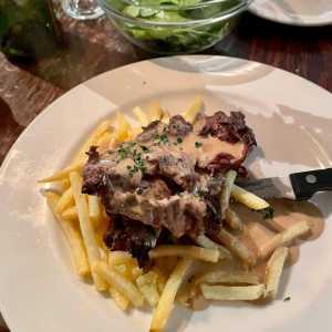 The steak frites from the lunch menu at Chez Jules, Edinburgh